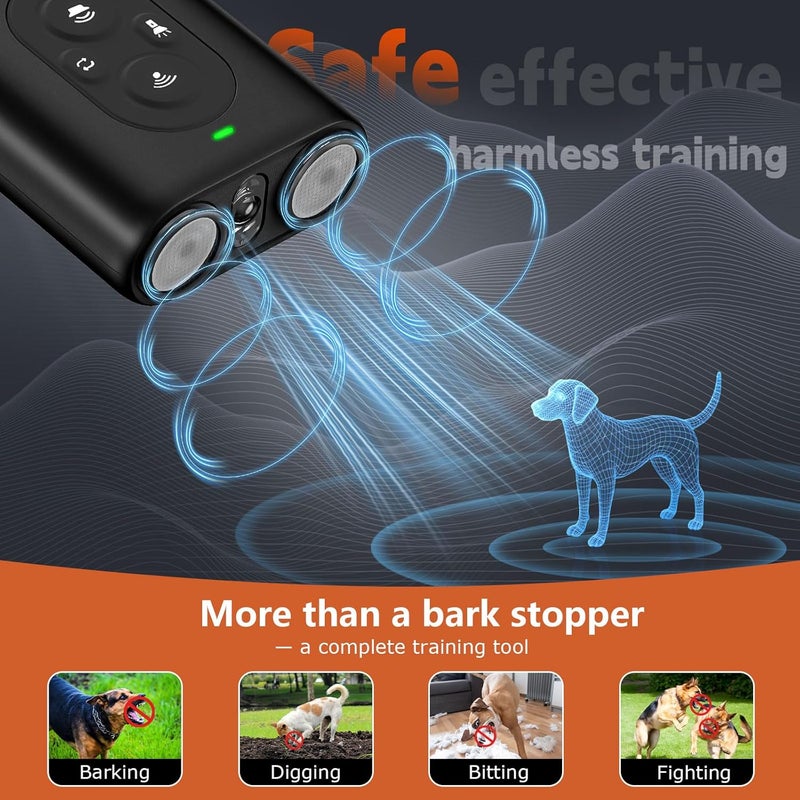 ByteRoll Dog Bark Deterrent Devices, Anti Barking Device for Dogs with Dual Emitters, 35 ft Range, LED Flashlight, Rechargeable Handheld Trainer, Safe & Effective, Stop Neighbors Dog - Image 4